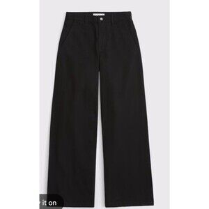 Abercrombie Fitch Wide Leg High Rise Black Jeans Curve Love 30” Long